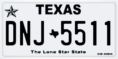 TX license plate DNJ5511