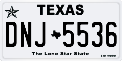 TX license plate DNJ5536