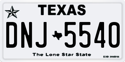TX license plate DNJ5540