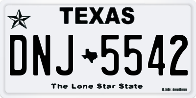 TX license plate DNJ5542