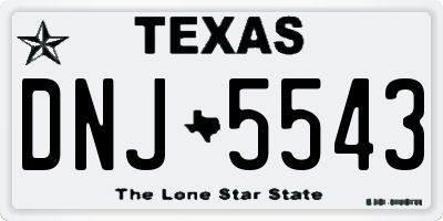 TX license plate DNJ5543