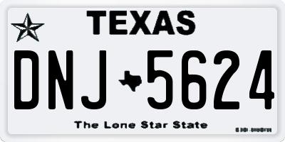 TX license plate DNJ5624