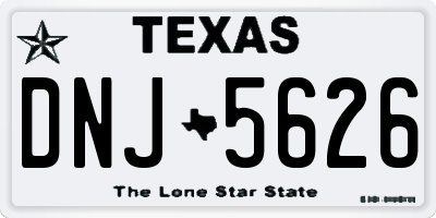 TX license plate DNJ5626