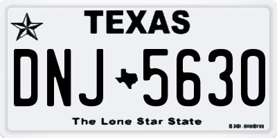 TX license plate DNJ5630