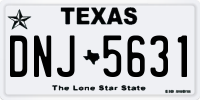TX license plate DNJ5631