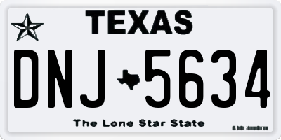 TX license plate DNJ5634