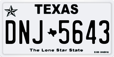 TX license plate DNJ5643