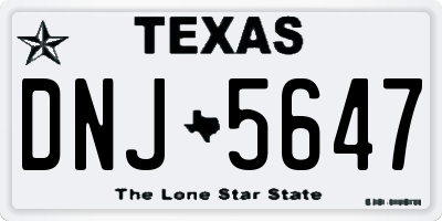 TX license plate DNJ5647