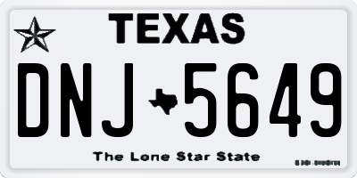 TX license plate DNJ5649