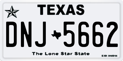 TX license plate DNJ5662