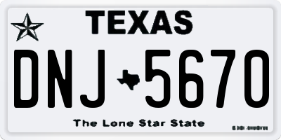 TX license plate DNJ5670