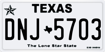 TX license plate DNJ5703