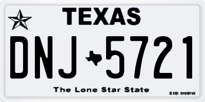TX license plate DNJ5721