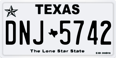 TX license plate DNJ5742