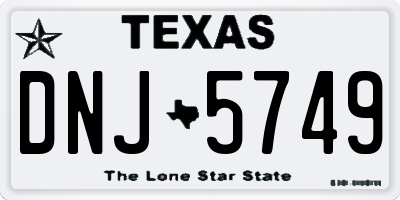 TX license plate DNJ5749
