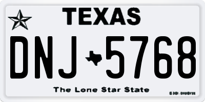 TX license plate DNJ5768