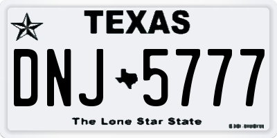TX license plate DNJ5777
