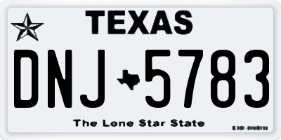 TX license plate DNJ5783