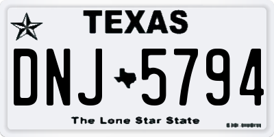 TX license plate DNJ5794