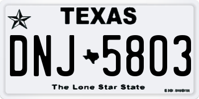 TX license plate DNJ5803