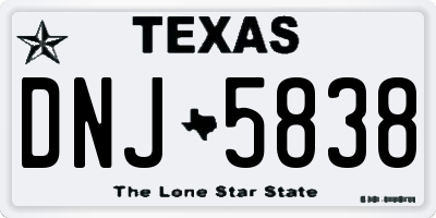 TX license plate DNJ5838