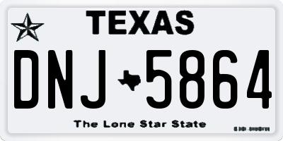 TX license plate DNJ5864