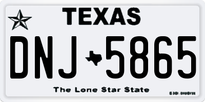 TX license plate DNJ5865