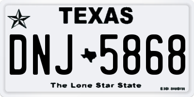 TX license plate DNJ5868