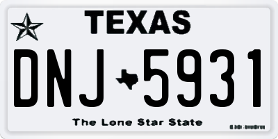 TX license plate DNJ5931