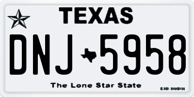 TX license plate DNJ5958