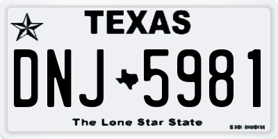 TX license plate DNJ5981