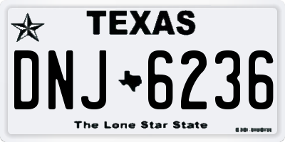 TX license plate DNJ6236