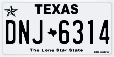 TX license plate DNJ6314