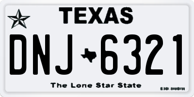 TX license plate DNJ6321
