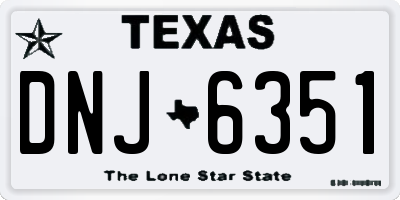 TX license plate DNJ6351