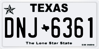 TX license plate DNJ6361