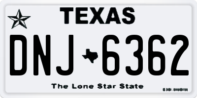 TX license plate DNJ6362