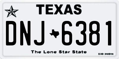 TX license plate DNJ6381