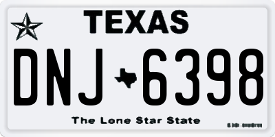 TX license plate DNJ6398