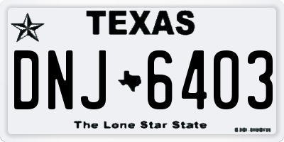 TX license plate DNJ6403