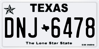 TX license plate DNJ6478