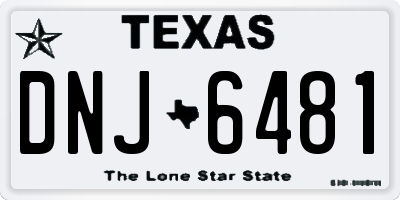 TX license plate DNJ6481