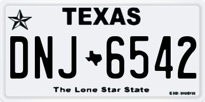 TX license plate DNJ6542