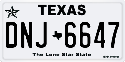 TX license plate DNJ6647