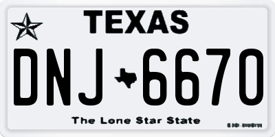 TX license plate DNJ6670