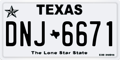 TX license plate DNJ6671
