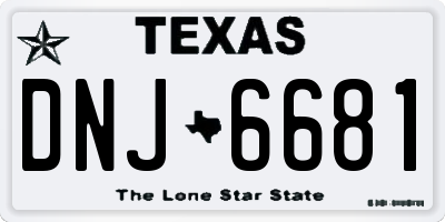 TX license plate DNJ6681