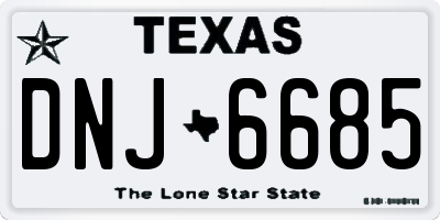 TX license plate DNJ6685