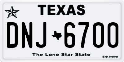 TX license plate DNJ6700