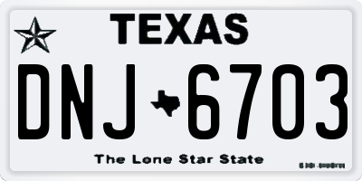 TX license plate DNJ6703